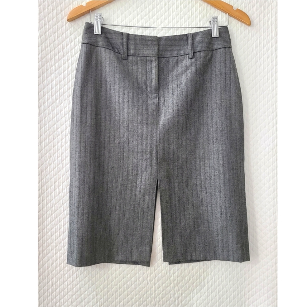 Express stretch double slit grey pencil skirt